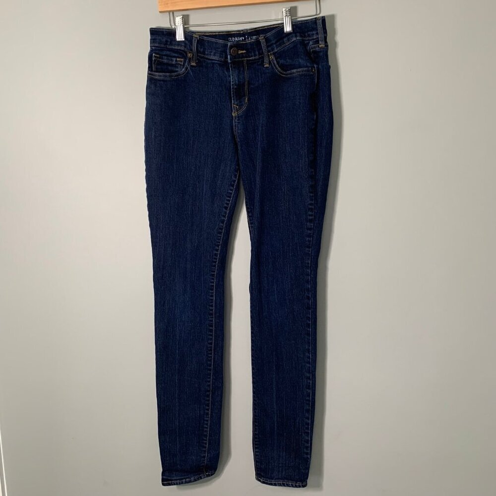 Old Navy Curvy Profile Mid Rise Skinny Jeans‎ Dark Wash Indigo Blue 8 Long